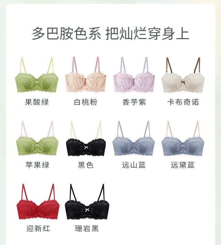 Full Bust French Lace Bralette Wireless Support for Women Plus Size Full Coverage T-Shirt Bra Anti Sagging Comfort MOYISU Sexy