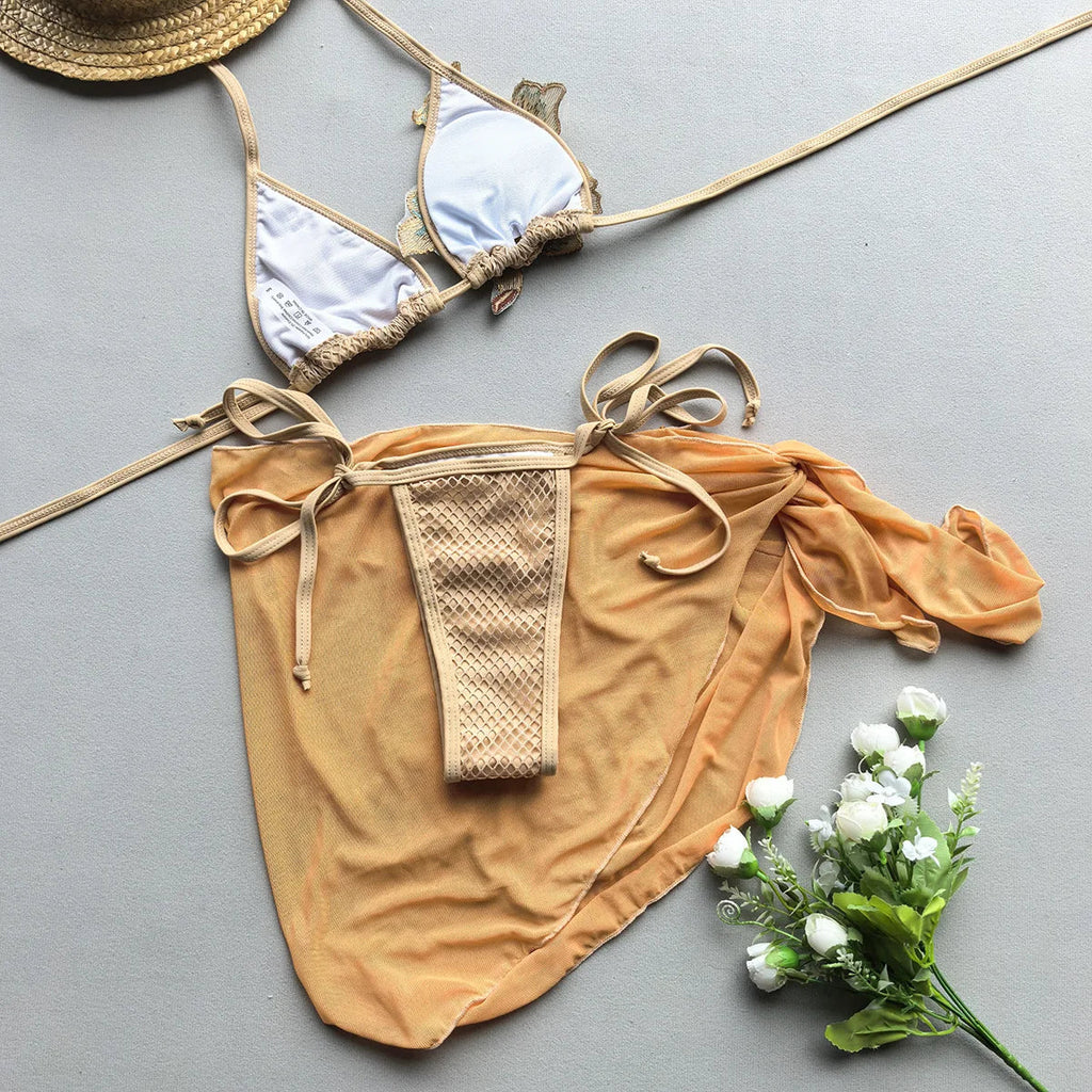 Three-piece Set 2025 New Bikini Sexy European and American Bikini Cross-border Split Women's Swimsuit Swimsuit Women's Suit