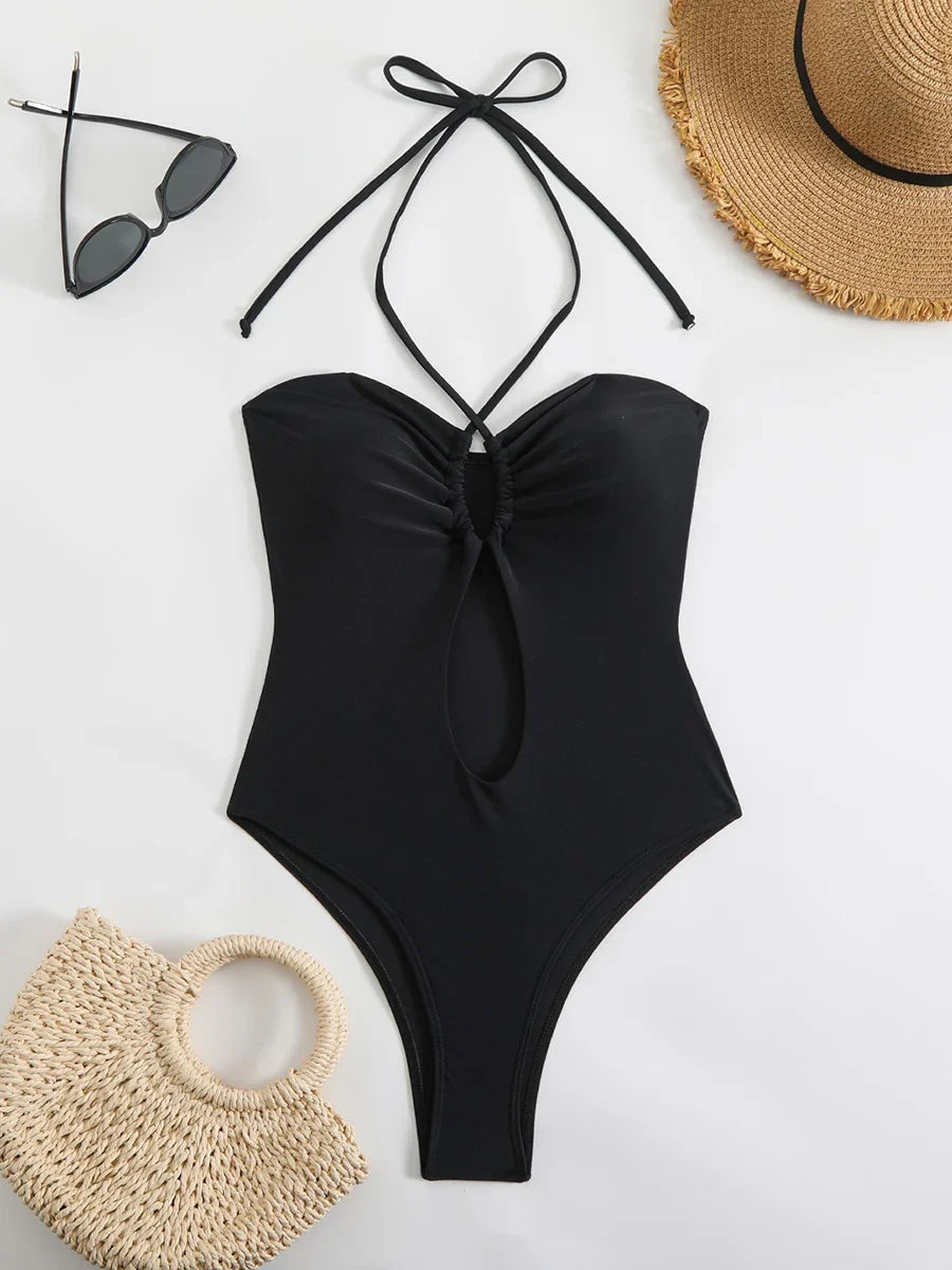 2026 Strappy Printed One Piece Swimsuit Women Sexy Hollow Swimwear Female Solid Bathers Bathing Swimming Swim Suit Beachwear