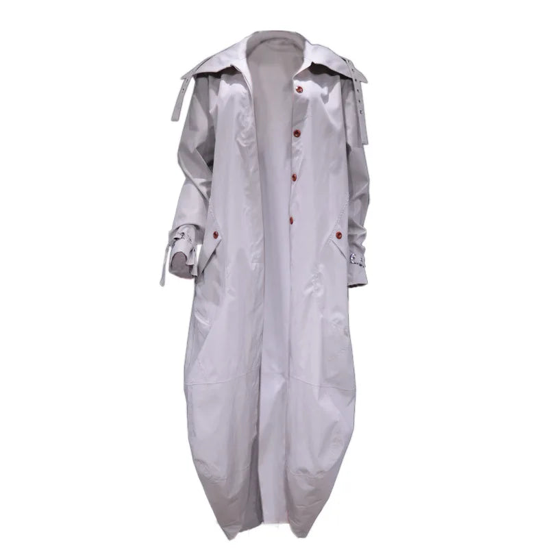 Phantasy Long Trench Coat Women Loose Button Fashion Casual Suit Elegant Female Pockets Streetwear Commuter Lady Coat Autumn