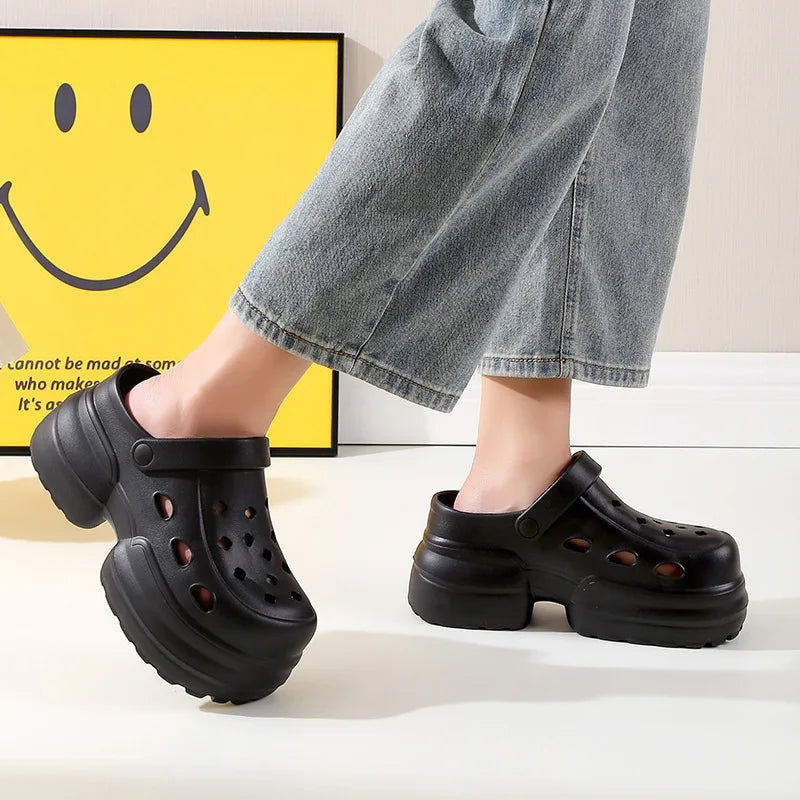 Women Platform Slippers Fashion Clogs Soft EVA Summer High Heel Shoes Thick Sole Female Street Wedges Sandals Home Beach Slides