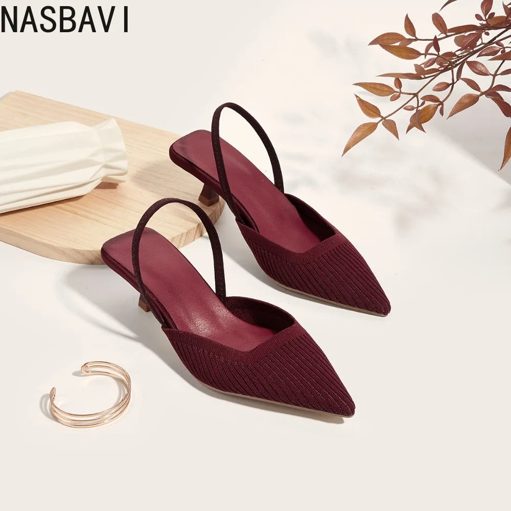 Plus Size 35-43 Women French Sandals Slippers New Fashion Breathable Non-slip Ladies Knit Soft Sole Single Shoes Green New 2026