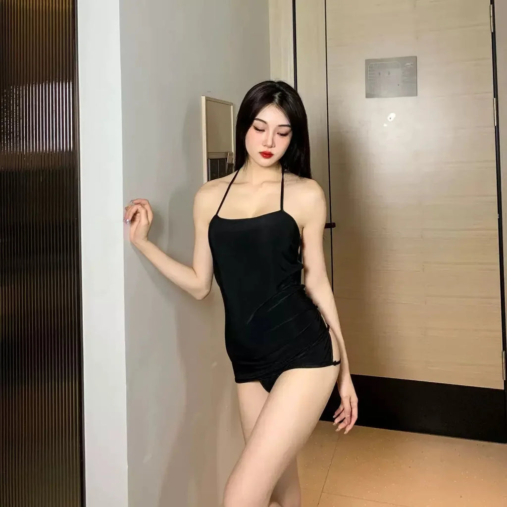 Erotic Women's Sling Dress Underwear Exotic Sexy Lingerie Pajamas Open Back Hollow Out Perspective Sexi Women's Sleepwear Dress