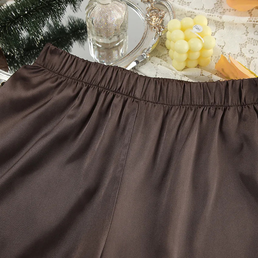 2026 New Women's Home Clothes Open Cardigan Belted Sleepwear Loose Long Sleeve Long Pant Smooth Comfort Spring Street Style