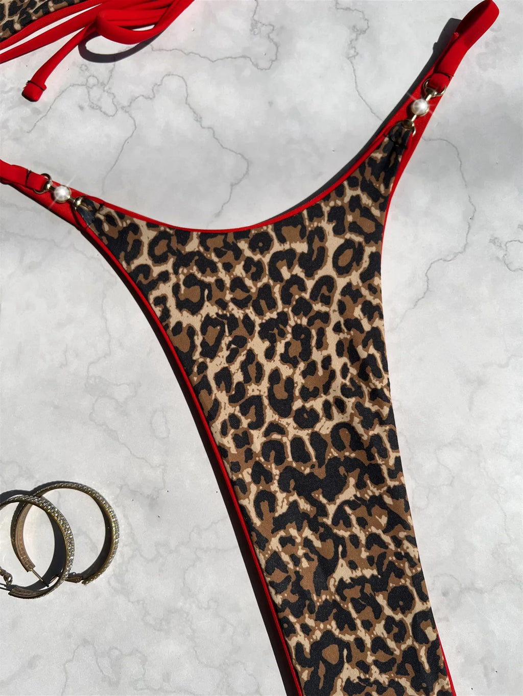 New 2026 Women's Leopard Patchwork Swimsuit Sexy Backless Neck Hanging Micro Bikini Set Low Waist Bathing Suit Beachwear Biquini