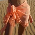 New Women Mesh Wrap Skirts Bikini Cover-Ups Ruffle Kaftan Sarong Sexy Beach Skirt Cover-Ups 9 Color