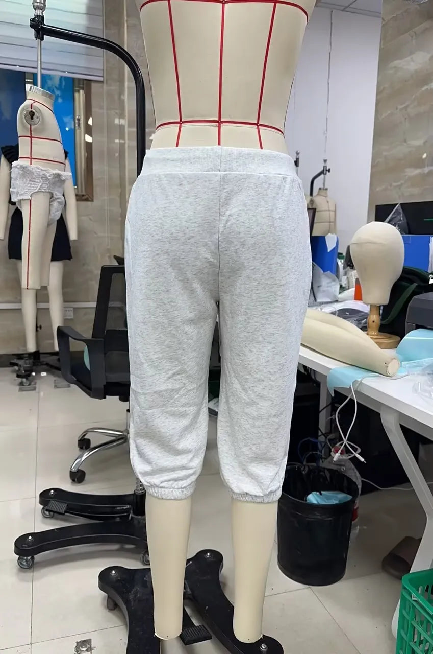 Low Rise Drawstring Yoga Wide Leg Pajama Pants Women Summer Capri Pants Casual Workout Sweatpants Knee Length Lounge Pants