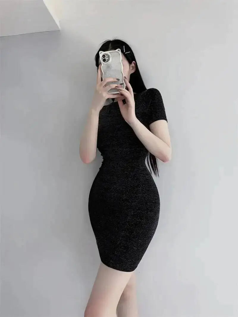 Nightclub High WOMENGAGA Waist Women Slim Mini Dress T Shirt Thin Hot Sexy Korean Women Tops Transparent Summer Fashion 6A26