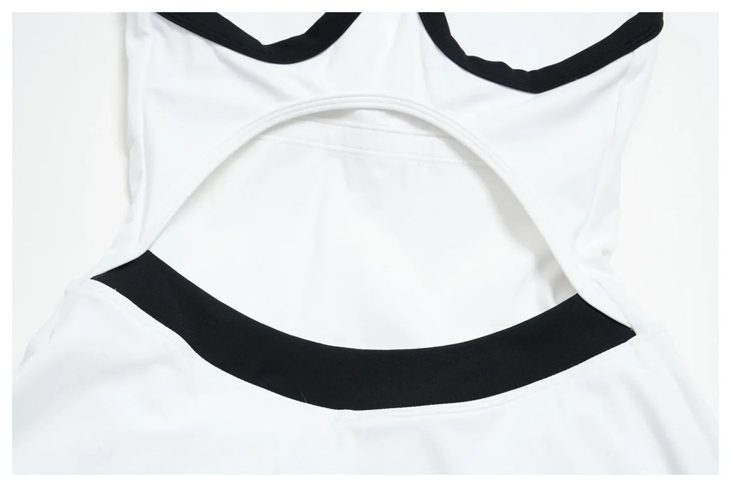 Naked Women's Tennis Dresses for Women Breathable Back Hollowed Out Sleeveless Mini Dress Built in Shorts Tight Sports Skirt