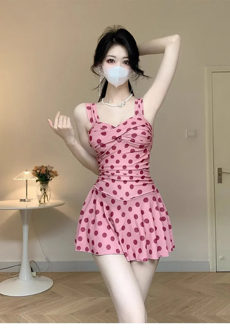 Conservative and Slimming One-piece Skirt Style Fashionable and Sexy Beach Vacation Hot Spring Swimsuit for Women