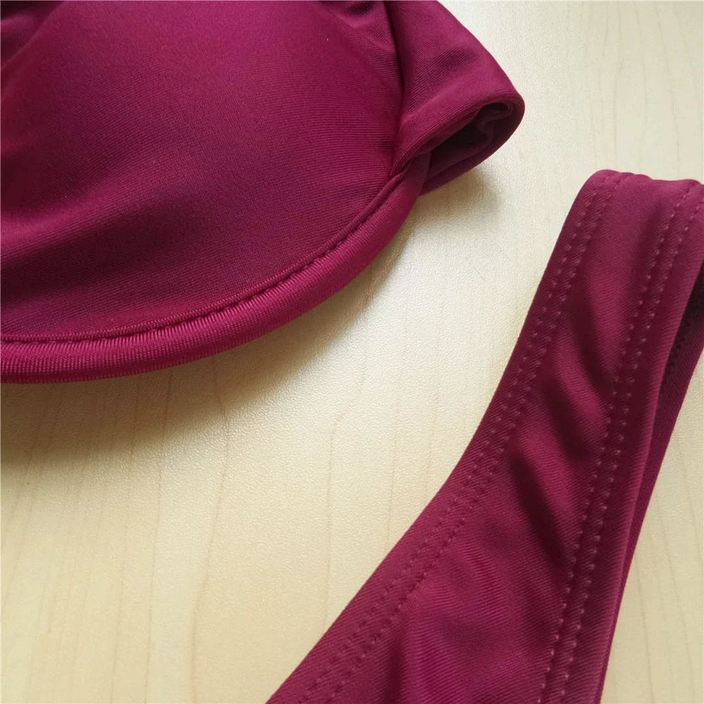 S - XL V-bar Underwired Bikini Female Swimsuit Women Swimwear Two-piece V shape Wire Bikini set Bather Bathing Suit Swim V439