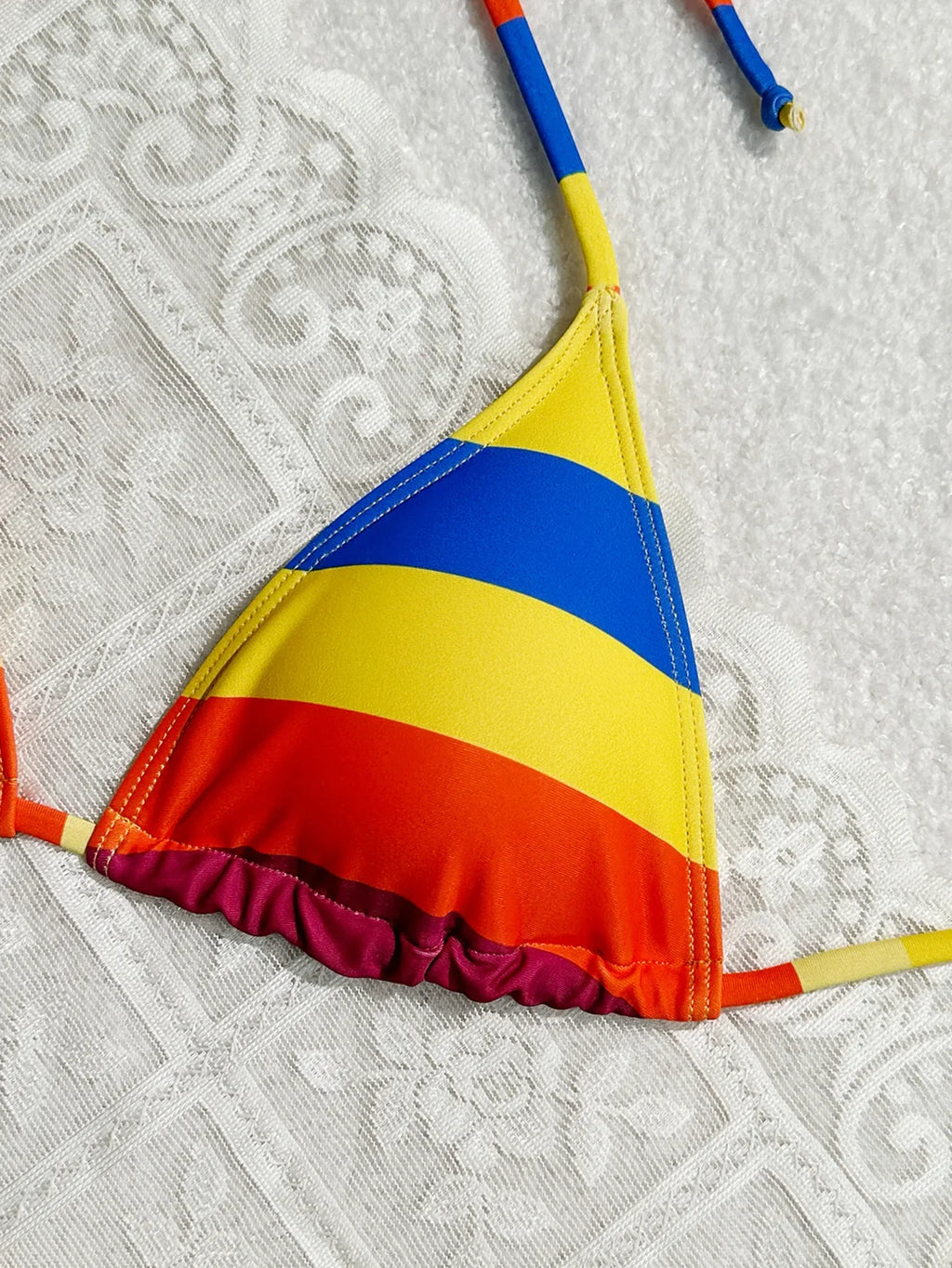 Women's Rainbow Color Bikini Set Sexy Beach Vacation Backless 2 Piece Swimsuit 2024 Summer Bathing Suit Bra Push Up Swimwear