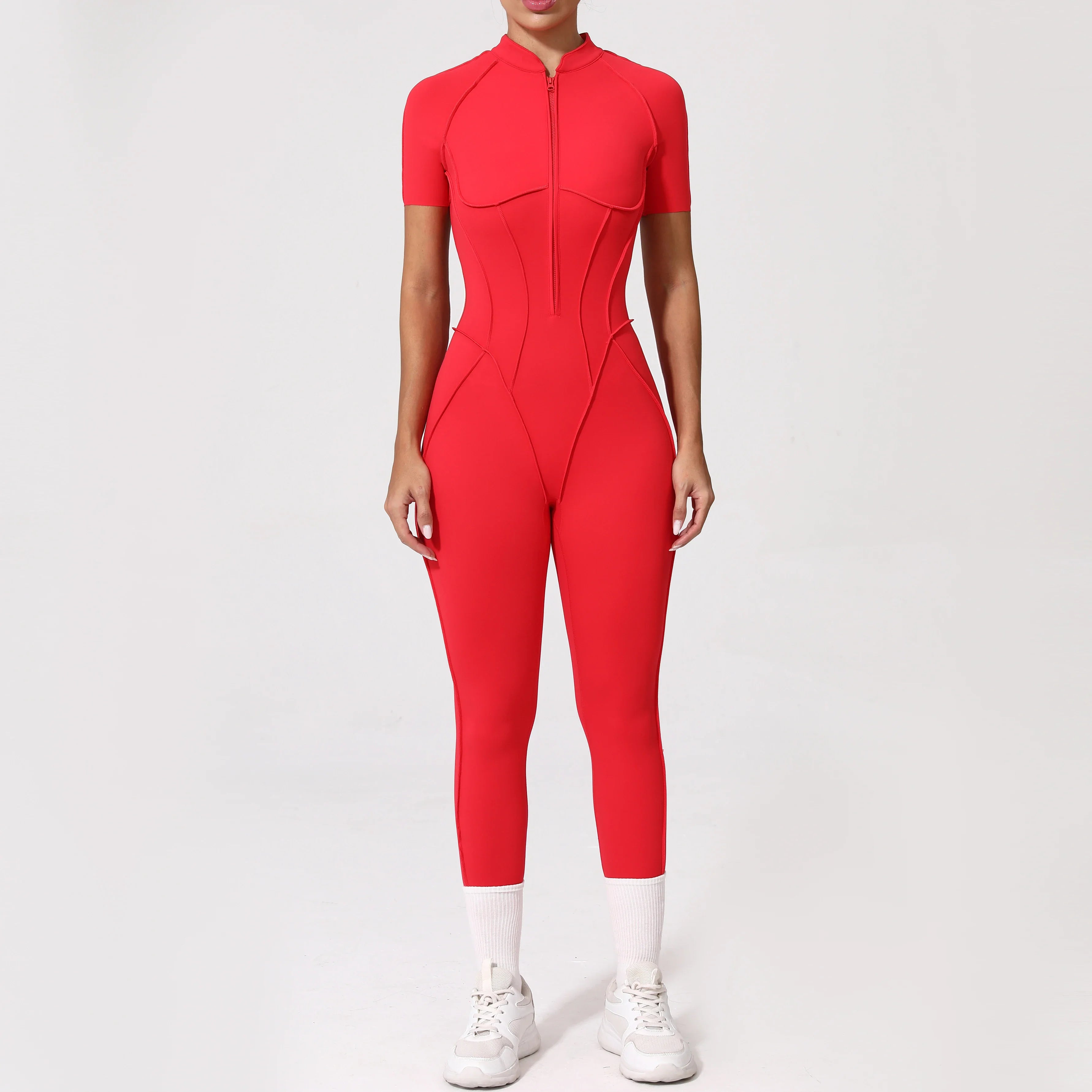 With Zipper Hollow Back Yoga Jumpsuit Sportswear Women Gym Clothes Running Fitness Yoga Backless Bodysuit