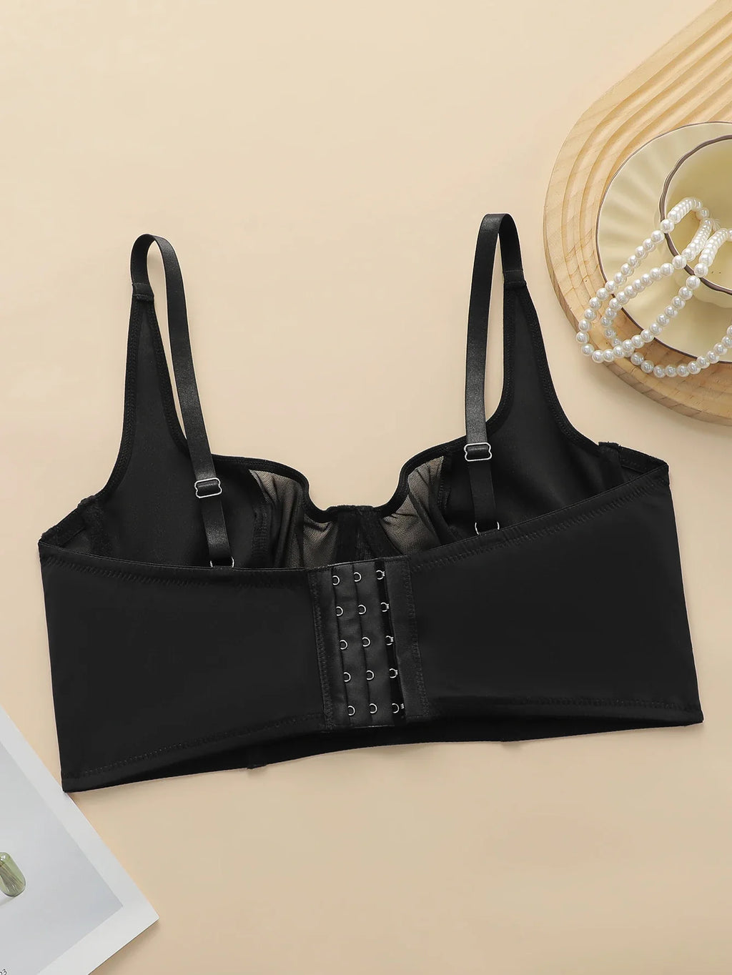 Women's sexy mesh breathable bra with steel rims push up straps adjustable close fitting underwear MR3058