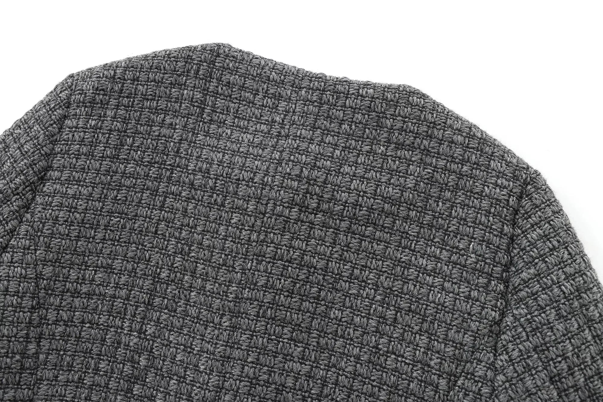 Foridol Tweed Knitted Dark Grey Blazer Coat Women Autumn Winter Gingham Short Coat Office Lady Vintage Buttons Veste
