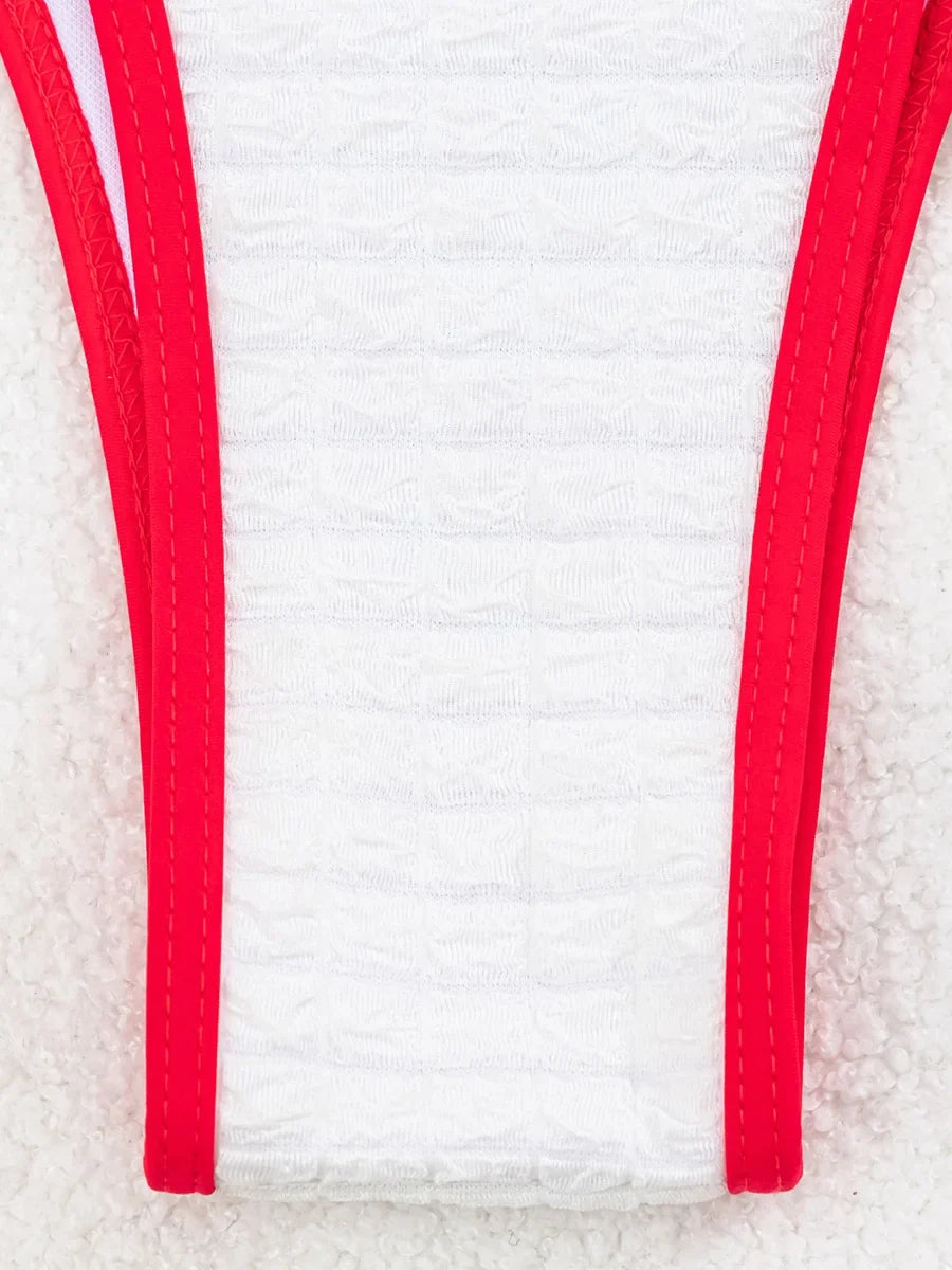 Wrinkled Bow Knotted Bikini Women Swimwear Female Swimsuit Two-pieces Bikini Set Halter Strappy Bather Bathing Suit Swim Lady