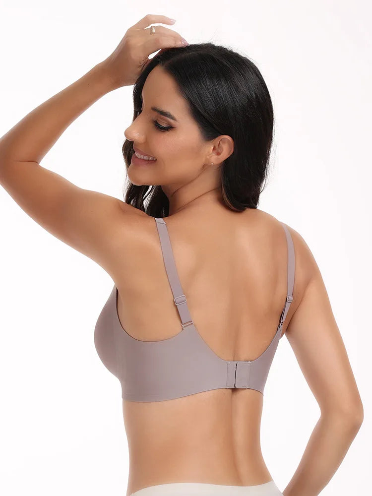 Women's Seamles Swire-free Bra Comfortable Full-Cup Solid Color Full-Cup Thin Mold Bra Plus Size Breathable Bra Pusp up