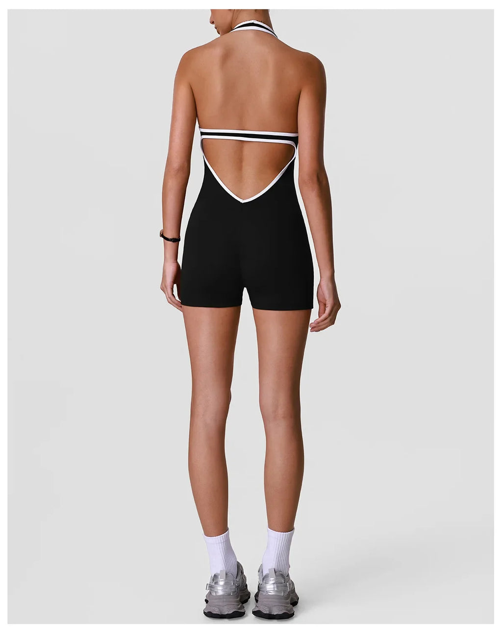 Color Blocking Yoga Jumpsuit Women Sleeveless Hollow Out Backless Slim Sports One Piece Short Suit Gym Running Fitness Rompers