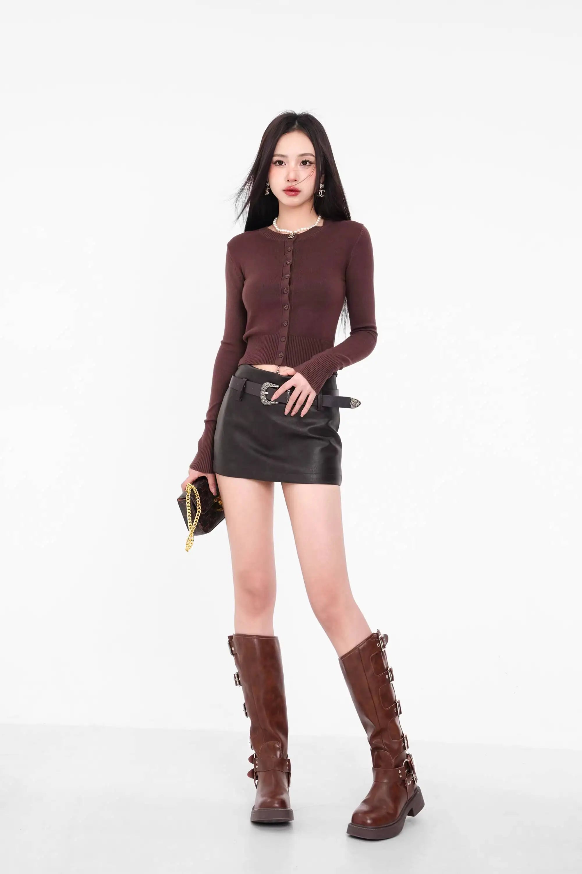 American A-line Half Length Skirt Spring/summer Small Spicy Girl High Waist Slim Fit Tight Sexy Shining Leather Short Skirt 3XQZ