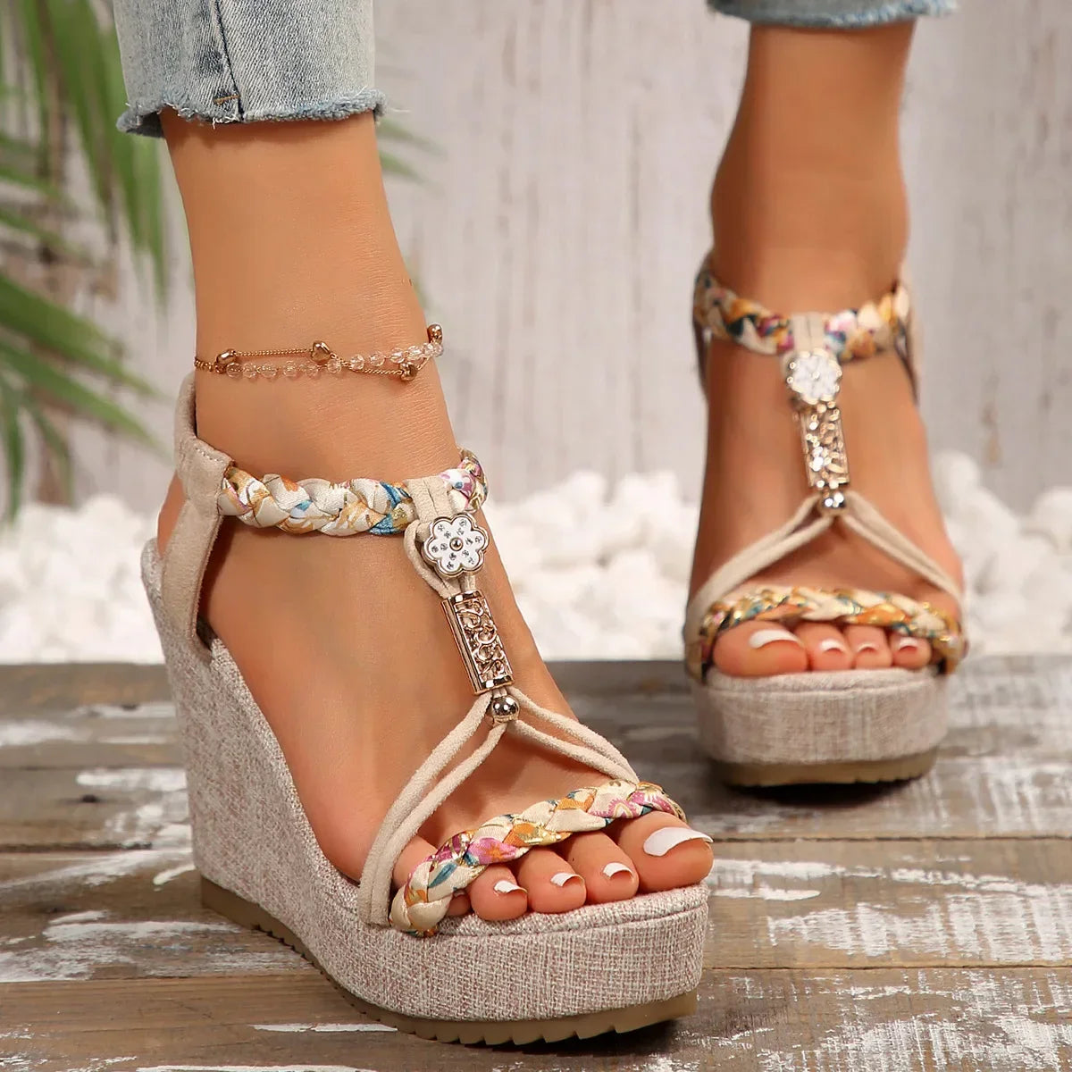 Women Wedges Sandals  Summer Fashion Designer Shoes for Women High Quality Platform Sandals Casual Outdoor Sandals Women