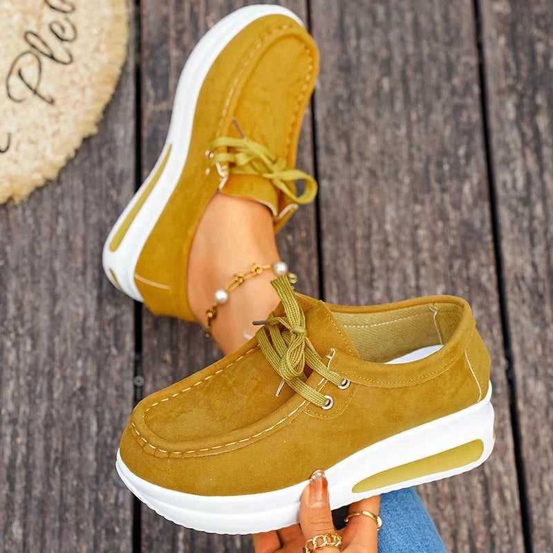 Red Chunky Platform Sneakers Women Comfortable Non Slip Thick Sole Casual Shoes Woman Plus Size 43 Lace Up Sport Shoes Female