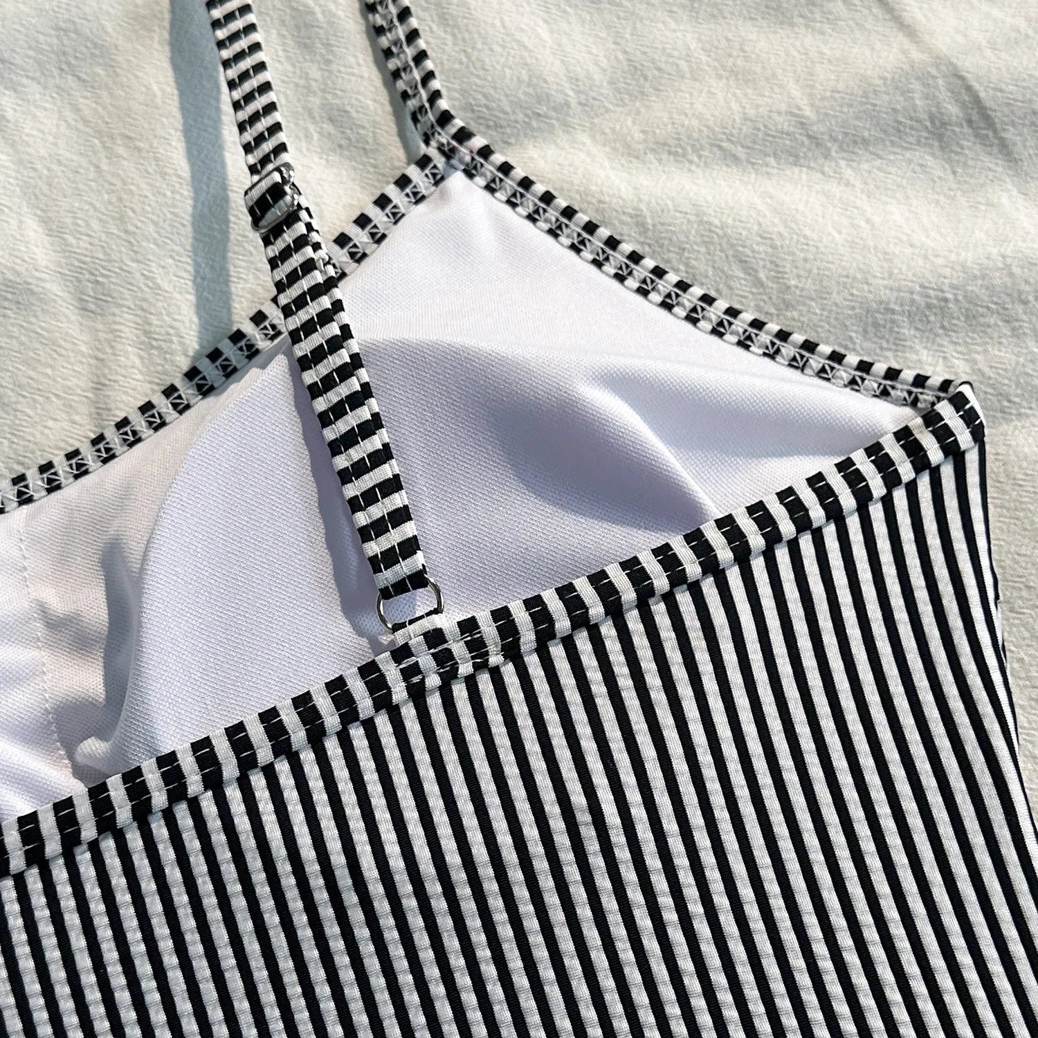 2025 New Split Swimsuit Women's Drawstring Backless Fashion Sexy Stripes Gather Slim and Thin Swimsuit Купальник Женский