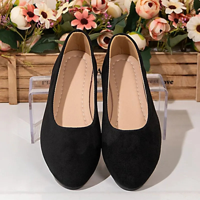 Women Suede Loafers Flat Heel Shallow Female Shoes Spring Summer Square Toe Basic Concise Women Pumps