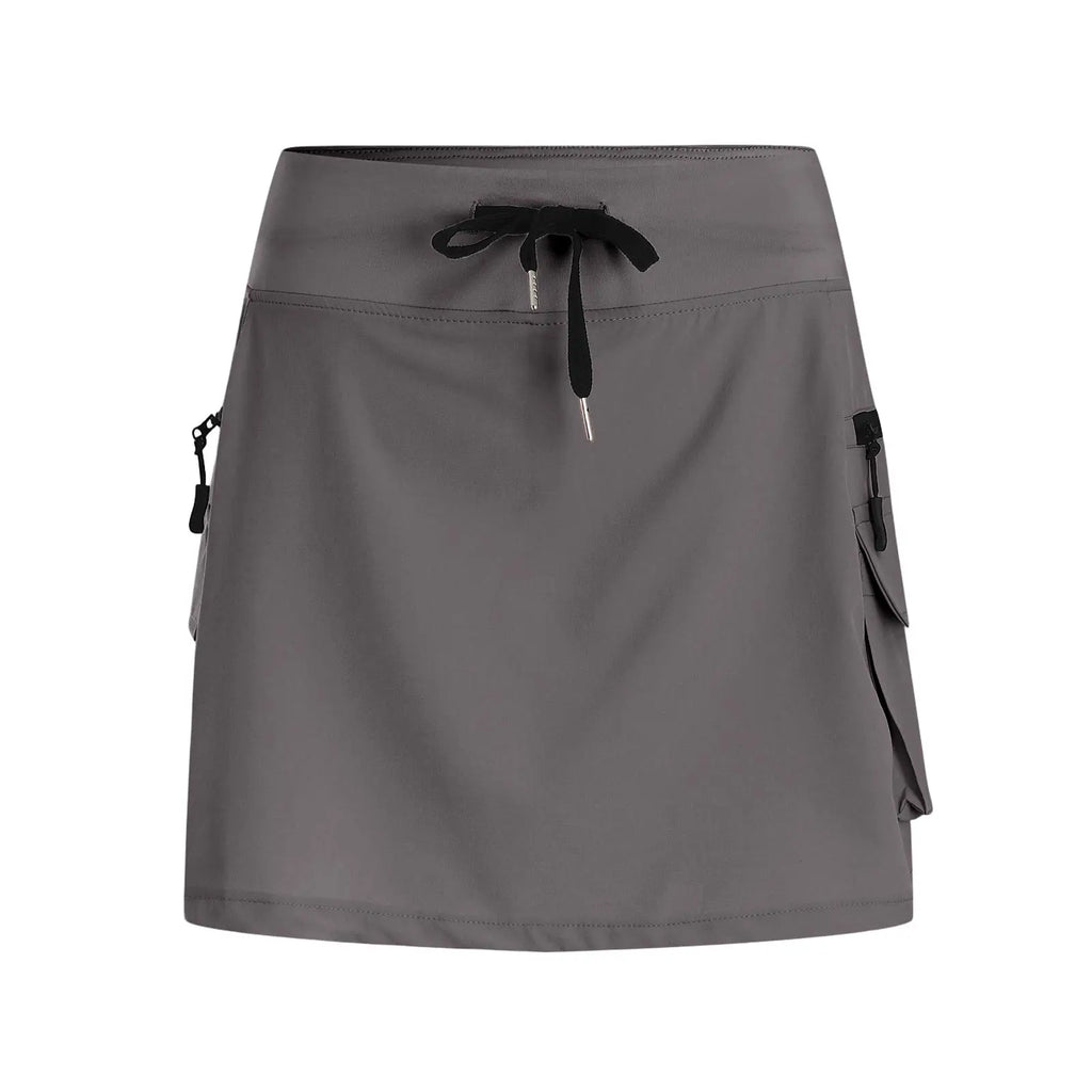 Women Cargo Skirts Drawstring Waist Quick Drying Mini Skirt With Pockets Hiking Golf Sports Tennis Skirt With Built In Shorts