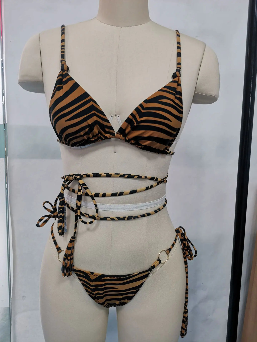 Print Triangle Bikini Set Women Split Swimwear Sexy Bandage Design Micro Bikini Beachwear Summer New Lady Swimming Bathing Suit