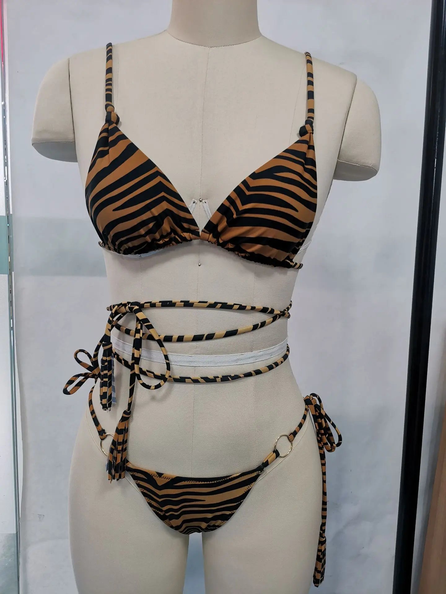 Print Triangle Bikini Set Women Split Swimwear Sexy Bandage Design Micro Bikini Beachwear Summer New Lady Swimming Bathing Suit