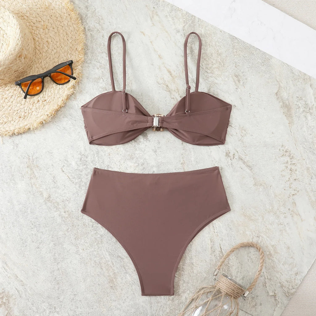 High Waist Bikini Women's Swimsuit Two-piece Bathing Suits Bandeau Woman Swimwear Trend Bikinis Sets Brazilian Beach Wear