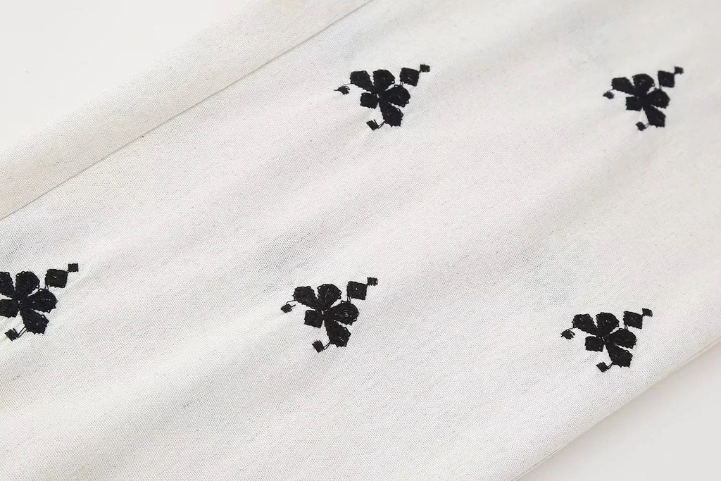 Foridol Geometric Pattern Embroidery Long Pants Women Wide Leg Beige Casual Summer Pants Elastic Waist Drawstring Pants 2025