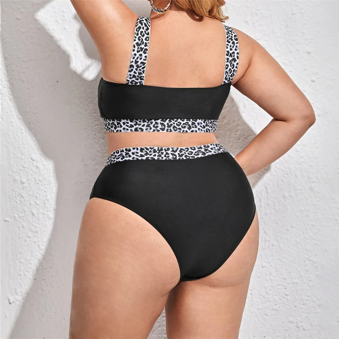 0XL - 4XL Splicing Bikini Large Size Swimwear Plus Size Women Swimsuit Female Two-pieces Bikini set Bather Bathing Suit K3785