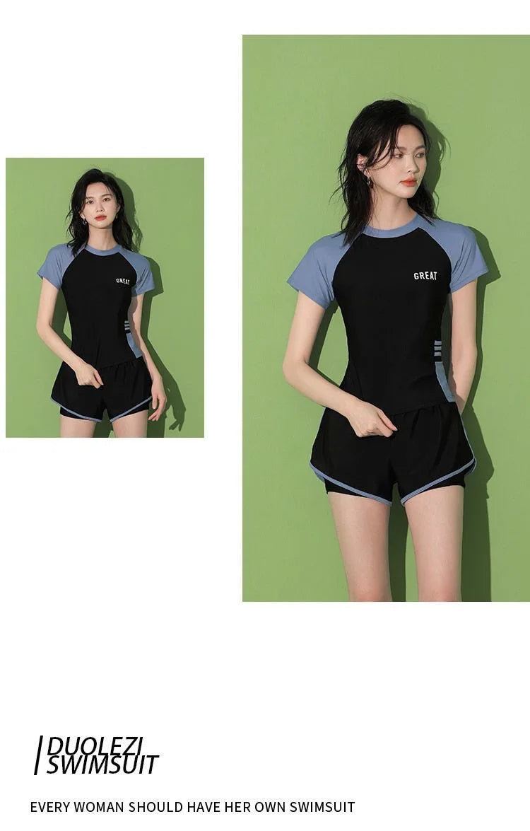 Swimsuit Women's Summer Split Casual Sports Plus Size Swimsuit Conservative Slimming Swimming Pool Swimming Equipment