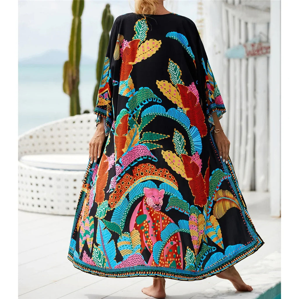 13 Colors Printed With Belt Crochet Knitted Tunic Beach Dress Beach Wear Beachwear Beach Cover Up Cover-upsFemale Women V7201