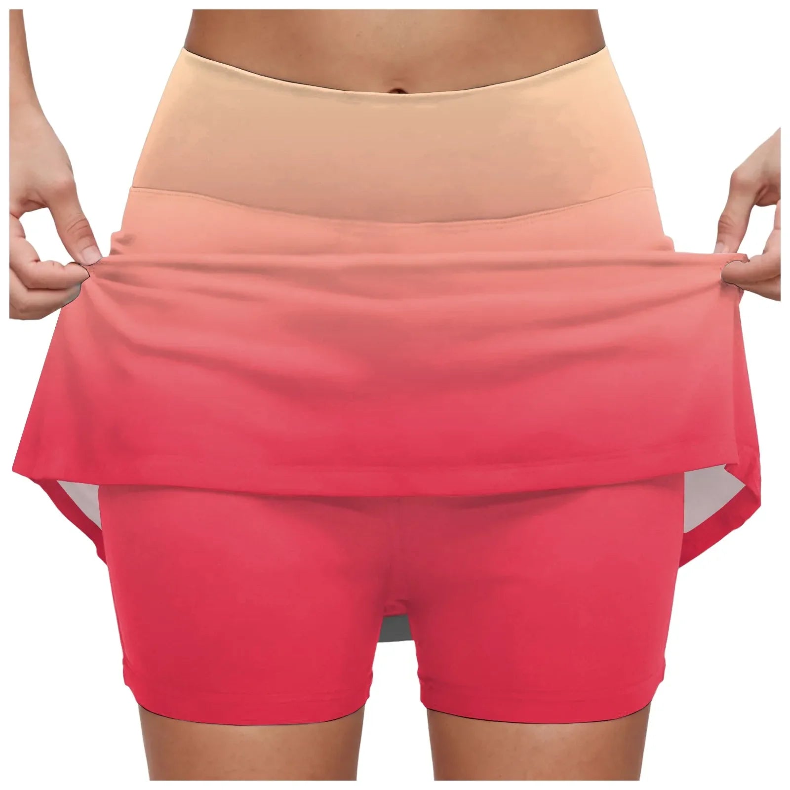 Women's Gradient Tennis Skirts High Waisted Athletic Skort With Built In Shorts Anti Slip Quick Dry Summer Skirt For Sports