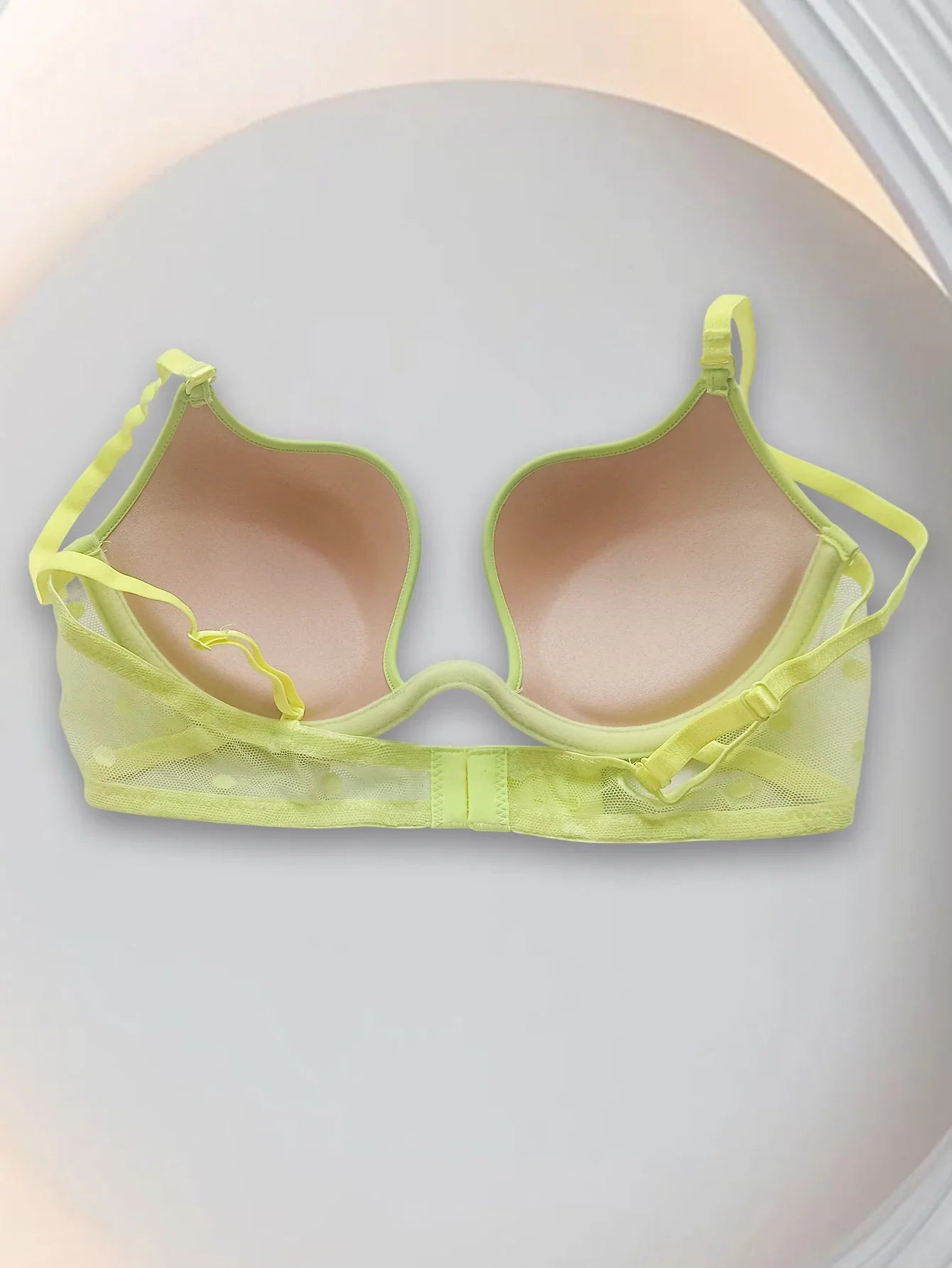 Polka Dot Mesh Sexy Push-Up Bra, Popular in Europe and America, Thin on Top and Thick on Bottom, Deep V Seductive Bra