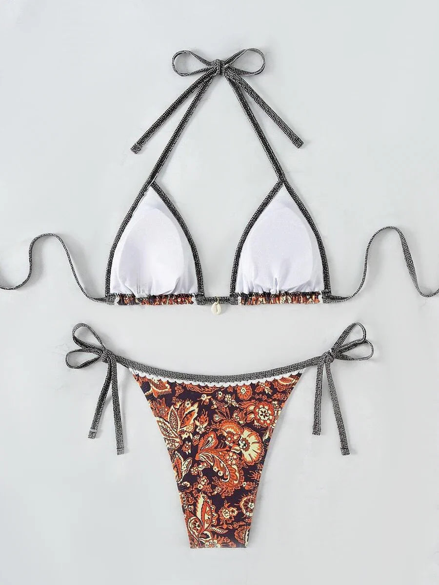 2026 Halter String Triangle Two Piece Bikini Women Swimwear Female Swimsuit Bathers Bathing Swimming Suit Beachwear Summer