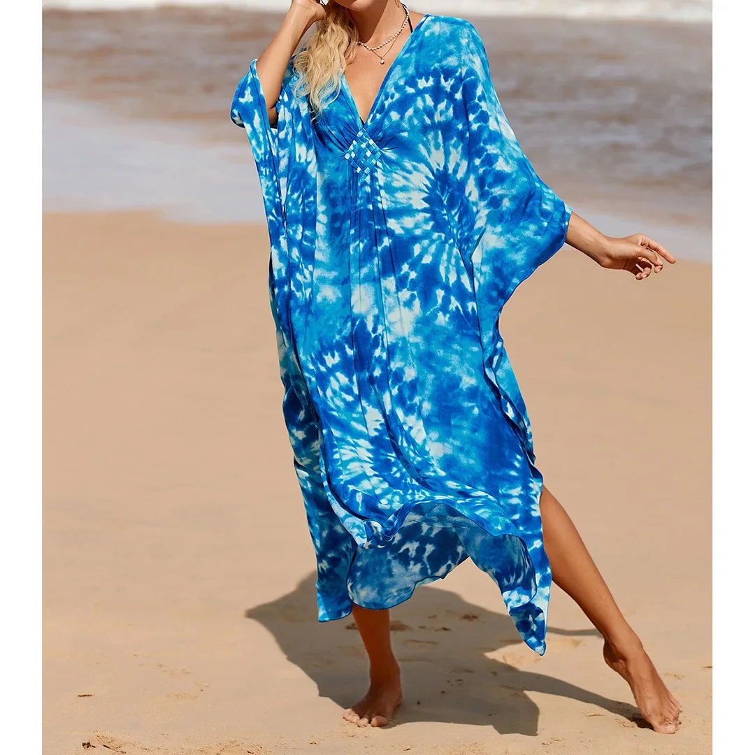 Sexy Zebra Printed V Neck Tunic Beach Cover Up Cover-ups Beach Dress Beach Wear Beachwear Beach Long Dress Female Women V4159