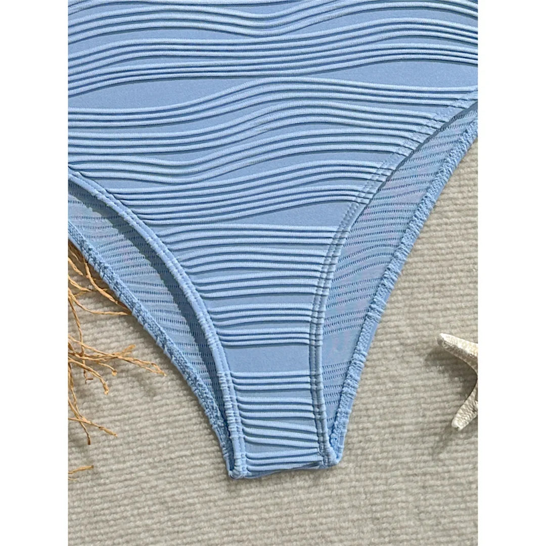 Wrinkled Underwired Colorful Beads Women Swimwear One Piece Swimsuit Female High Leg Cut Monokini Bather Bathing Suit Swim V8301