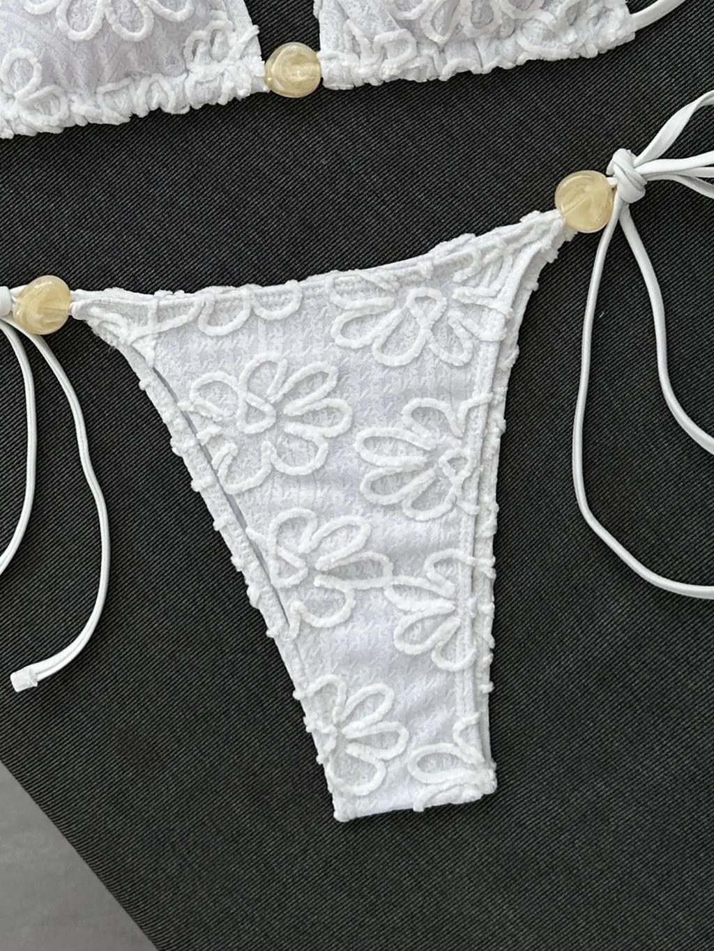Sexy Yellow 3D Flower Micro Bikini 2026 Women Hole Out Stone Strap Push Up Bra Thong Swimsuit Holiday Bathing Suit Swimwear