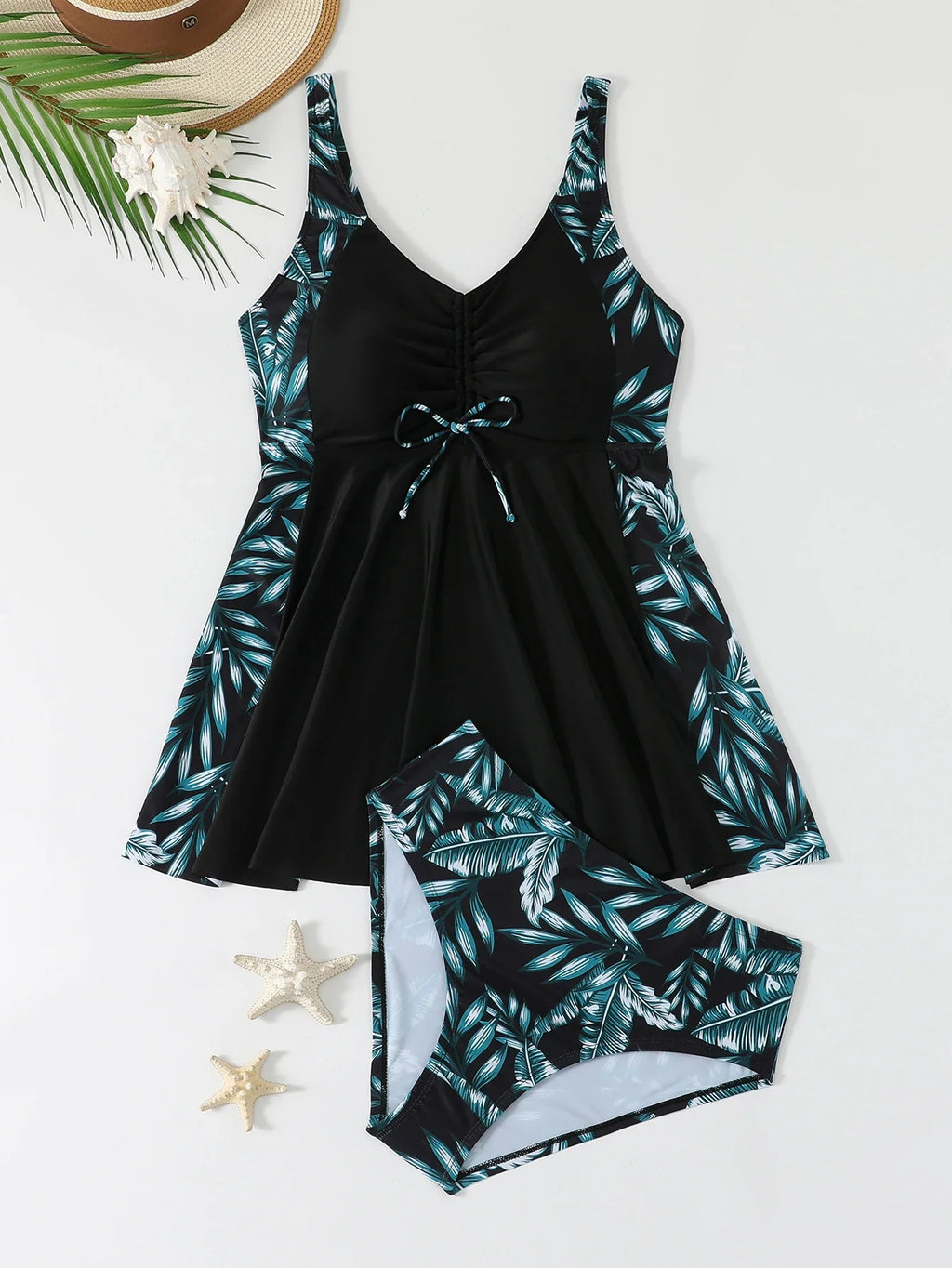 Strappy Printed Tankini 2026 Large Plus Size Swimsuit Women Beach Dress Swimwear Female Bathers Bathing Swimming Swim Suit 4XL