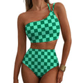 Women Sexy High Waist Split Swimsuit Lace Up Floral Bikini Set Summer Two-piece Beachwear Bathing Suit Thong Biquinis
