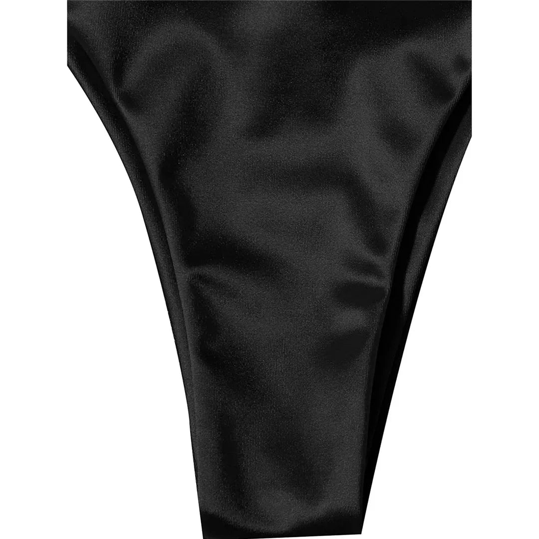 Sexy Satin Halter Brazilian Padded Bikini Female Swimsuit Women Swimwear Two-Pieces Bikini Set Bather Bathing Suit Swim V4966S
