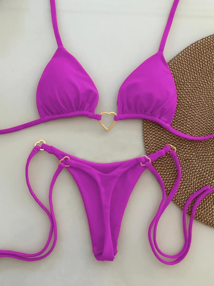 Triangle Thong Bikini 2026 Women Halter Swimsuit Solid Sexy Brazilian Swimwear Female Bathers Bathing Swimming Swim Suit Beach