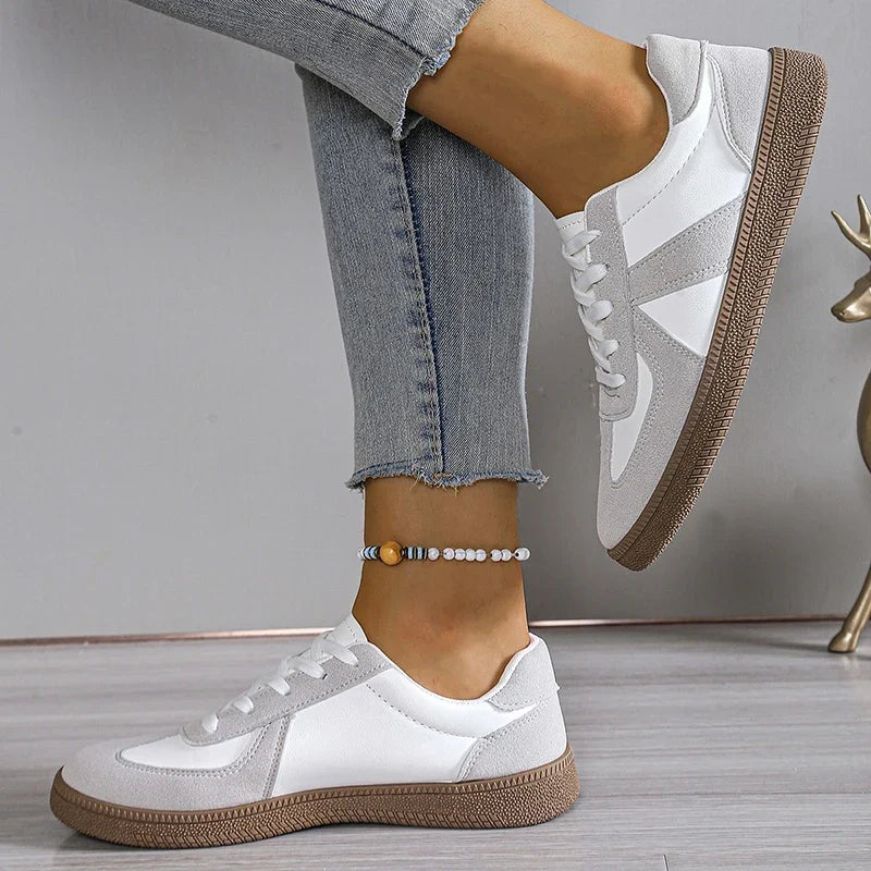 2025 New Patchwork Flat Heel Sneaker Women Spring Autumn Soft Sole Casual Shoes Woman Lace Up Non Slip Tennis Running Shoes