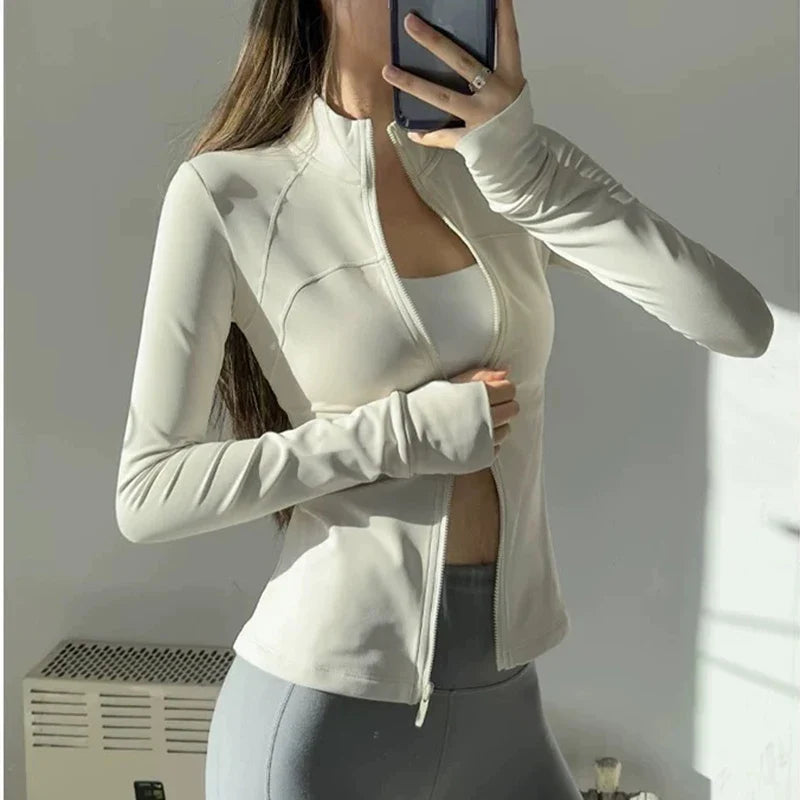 Women's High-End Yoga Fitness Suit Standing Collar Long-Sleeved Sports Jacket for Active Wear And Exercise