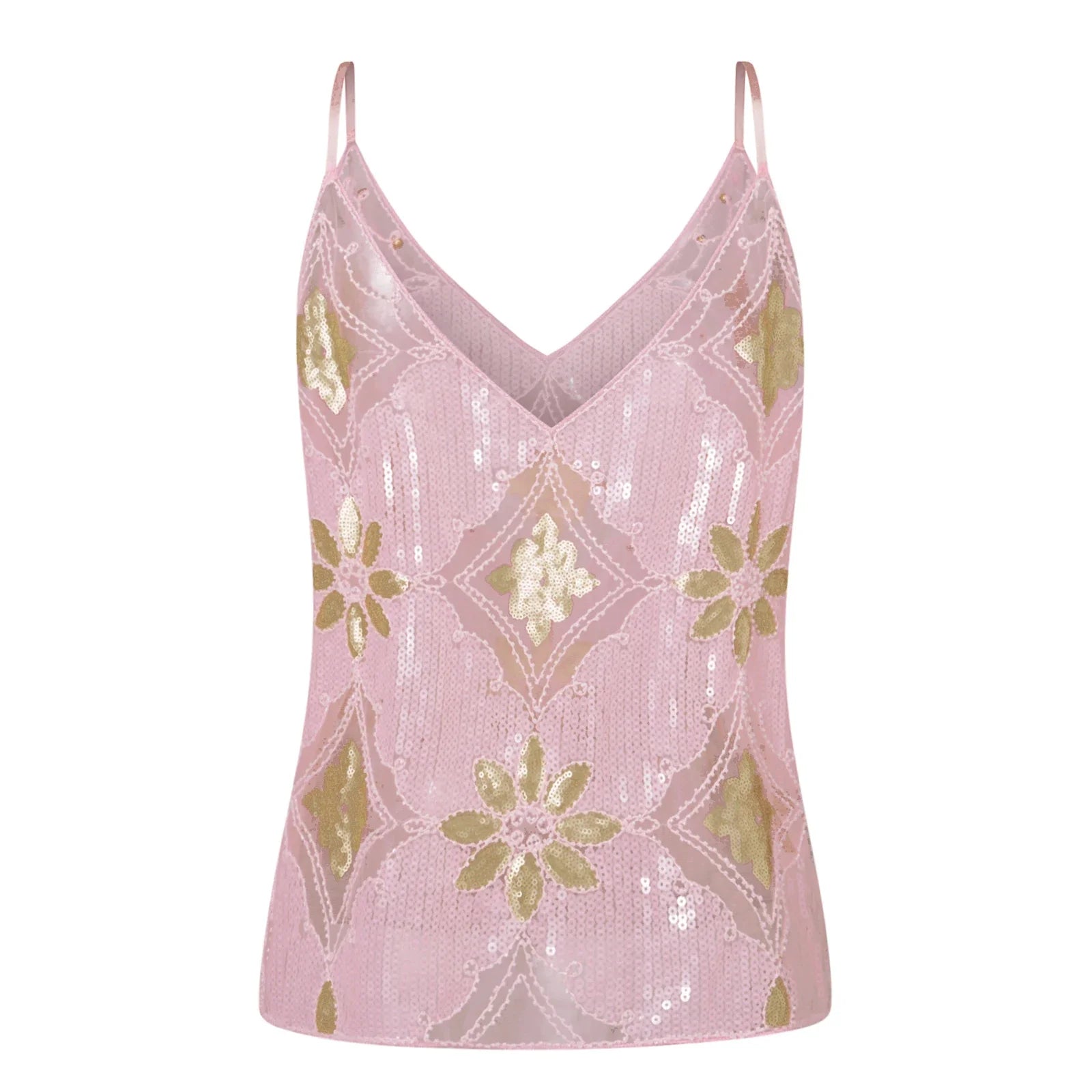 Women's Summer Sparkle Cami Tops Sleeveless Spaghetti Strap V Neck Sequin Camisole Party Rave Tops