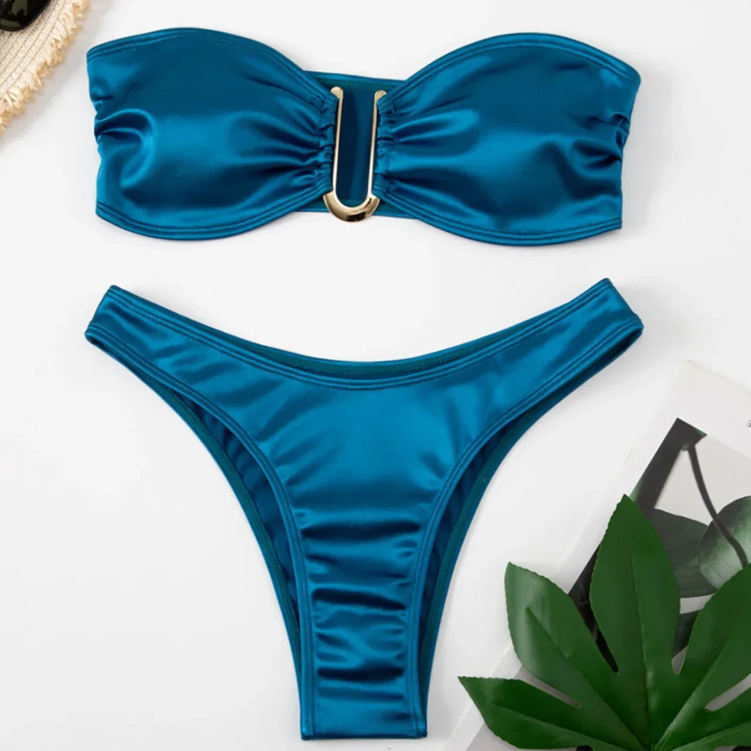 13 Color 2026 New Sexy Bandeau Bikini Women Swimwear Female Swimsuit Two-Pieces Bikini Set Padded Bather Bathing Suit Swim V4647