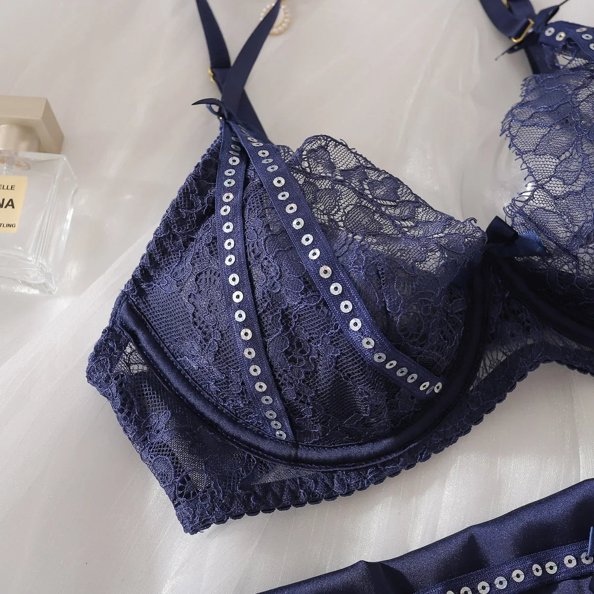 2025 Sexy Swimsuit Four Piece Set Hollow Out Mesh Lace Sheer Gathering Body Charm Bra Set Bikinis Women Bikini High Waist 5MJK